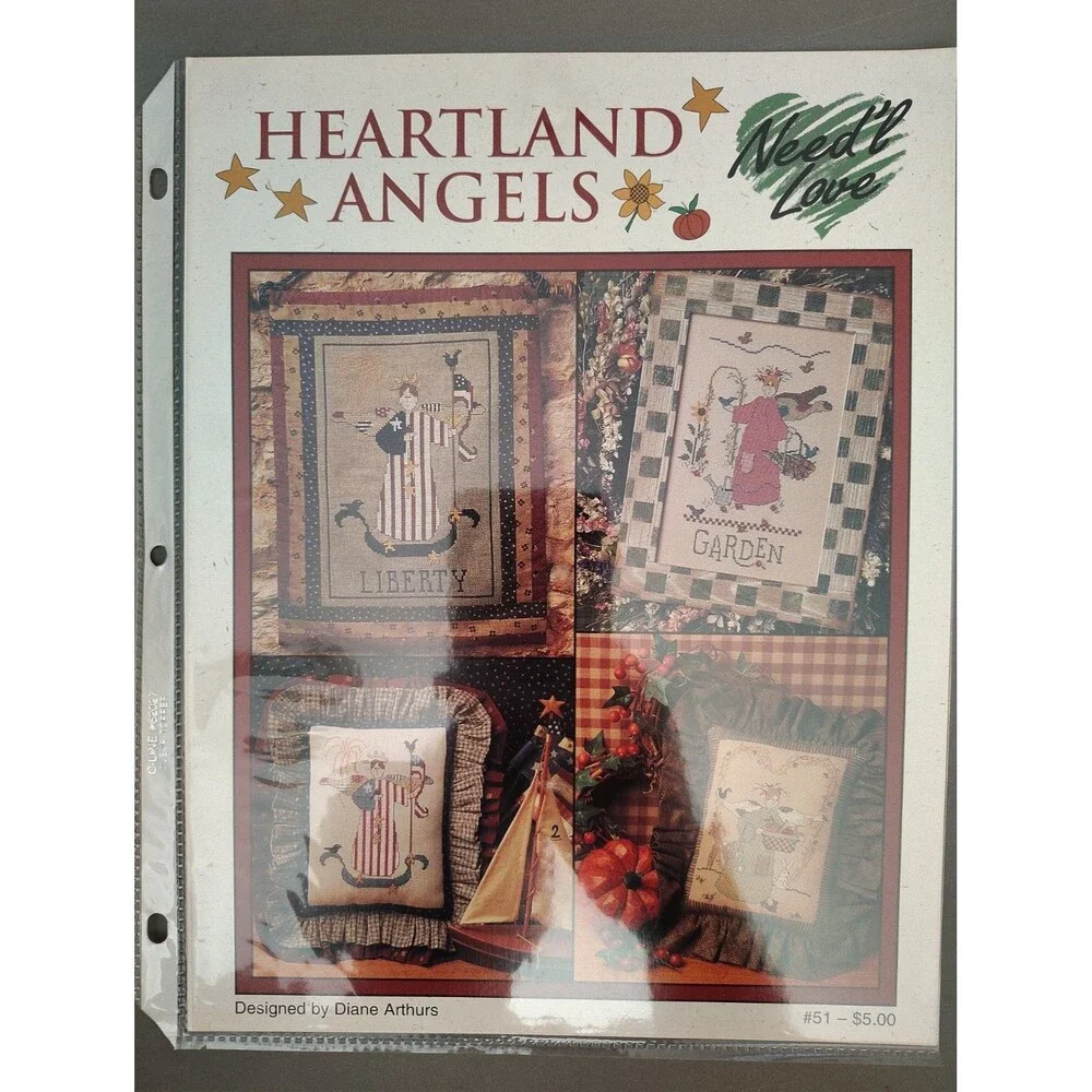 Need'l Love HEARTLAND ANGELS Cross Stitch Pattern Leaflet Diane Arthurs Vintage